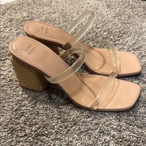 A New Day Chunky Heel Sandals with Clear Straps